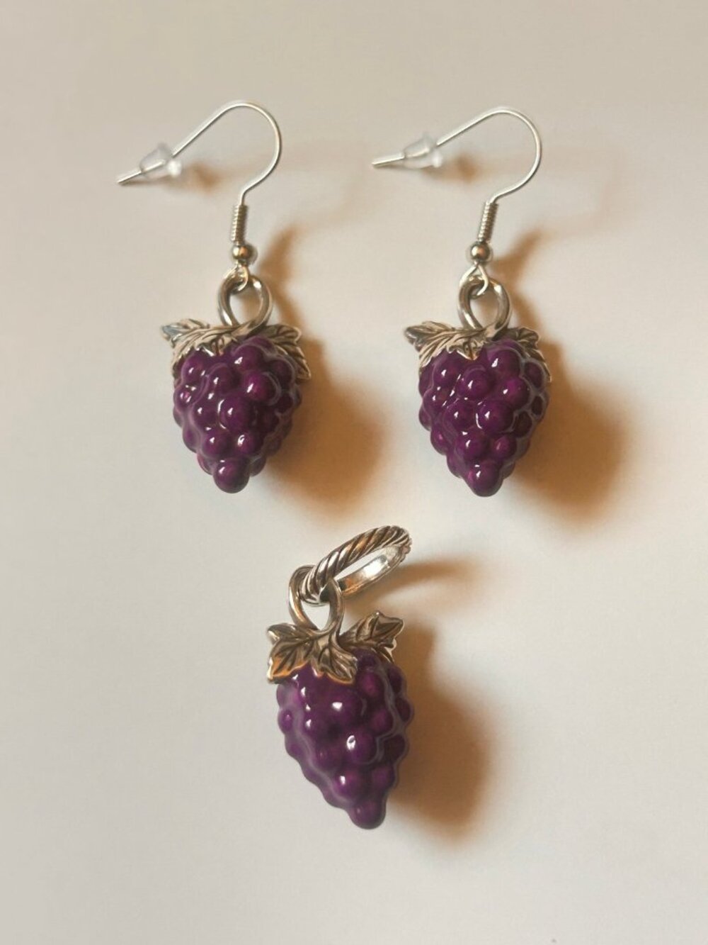 Brighton Bunch of Grapes custom earrings and charm NWOT